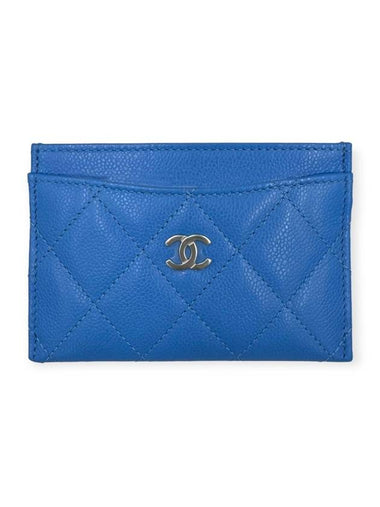 Silver CC Logo Caviar Card Wallet Blue - CHANEL - BALAAN 1