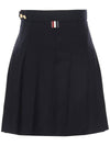 RMB Wool Mini Pleated Skirt Navy - THOM BROWNE - BALAAN 3