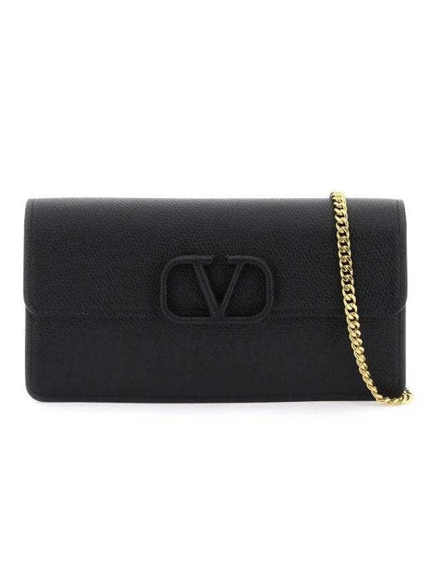 V Logo Chain Shoulder Bag Black - VALENTINO - BALAAN 1