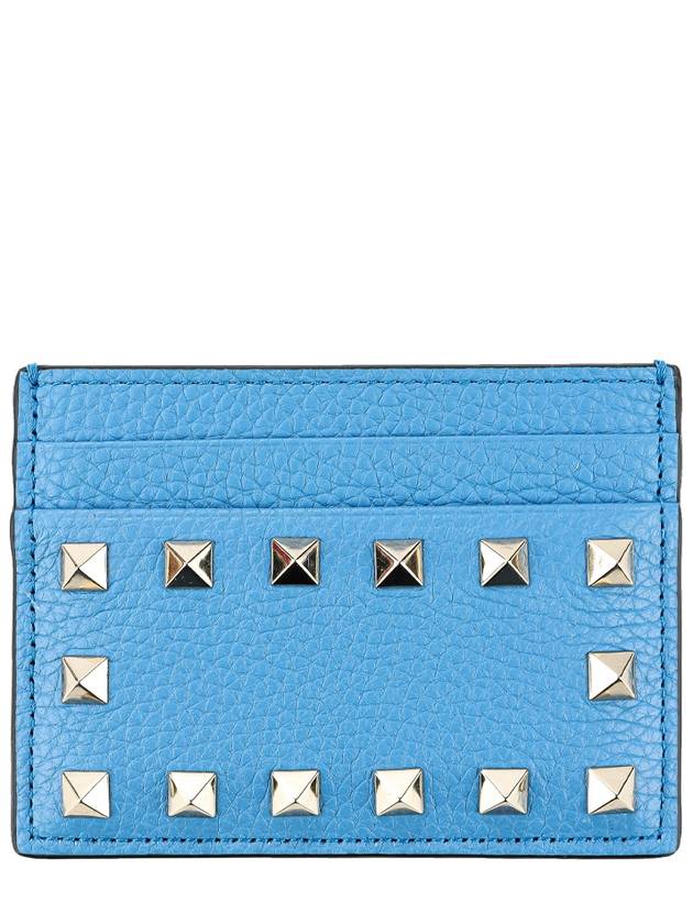 Rockstud Calfskin Card Wallet Blue - VALENTINO - BALAAN 2