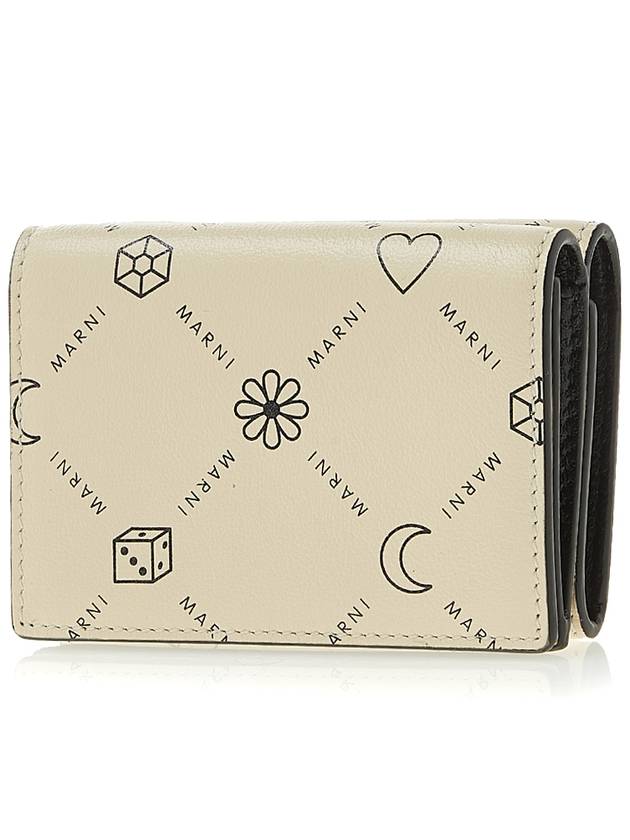 Graphic Logo Calf Leather Half Wallet Ivory - MARNI - BALAAN 3