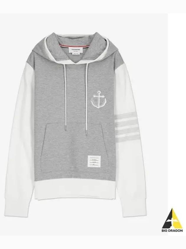 Funmix Lightweight Anchor Loopback 4 Bar Hoodie Grey - THOM BROWNE - BALAAN 2