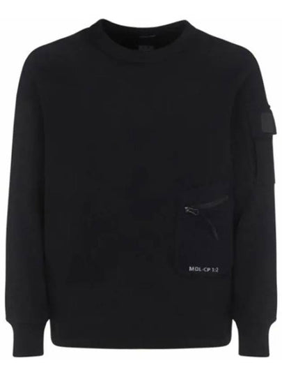 Metropolis Diagonal Fleece Utility Pocket Sweatshirt Black - CP COMPANY - BALAAN 2