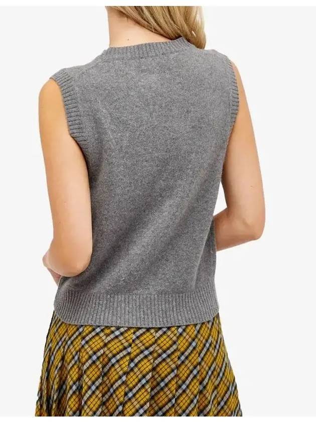 Logo Intarsia Knit Vest Grey - GANNI - BALAAN 6