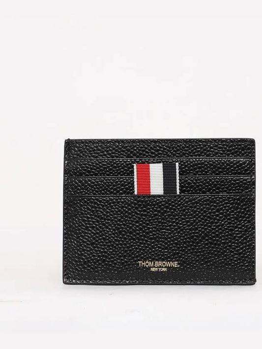 Pebble Grain Leather Stripe Note Compartment Card Wallet Black - THOM BROWNE - BALAAN 2