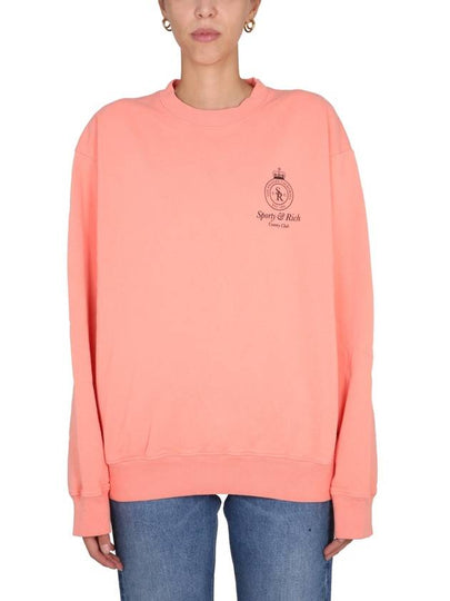 Crown Crew Neck Sweatshirt Grapefruit - SPORTY & RICH - BALAAN 2