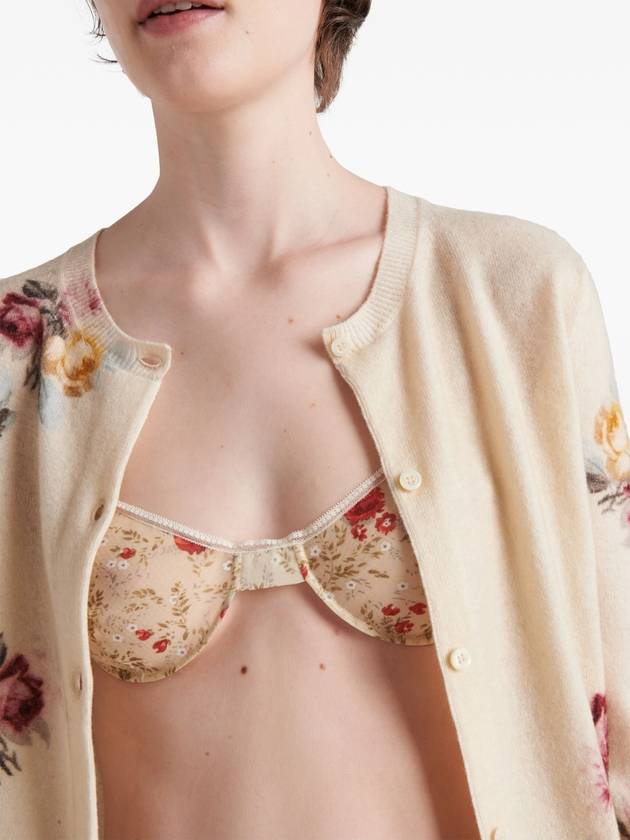 floral-print lace-trim bra - PRADA - BALAAN 3