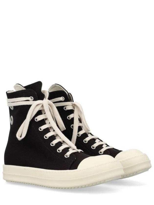 Lido Cotton High Top Sneakers Black - RICK OWENS - BALAAN 9