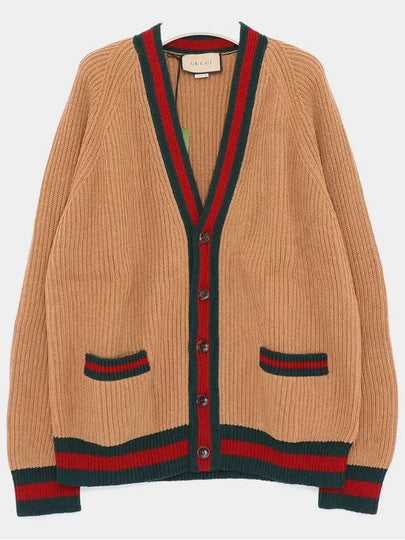 Web Knit Wool Cardigan Camel - GUCCI - BALAAN 2