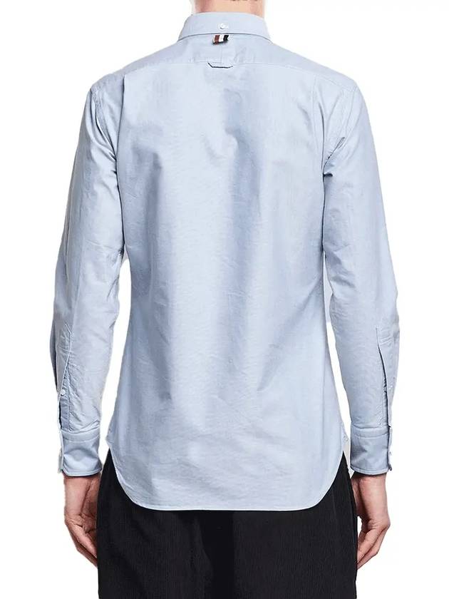 Men's Logo Patch Classic Cotton Long-Sleeved Shirt White Light Blue - THOM BROWNE - BALAAN 3