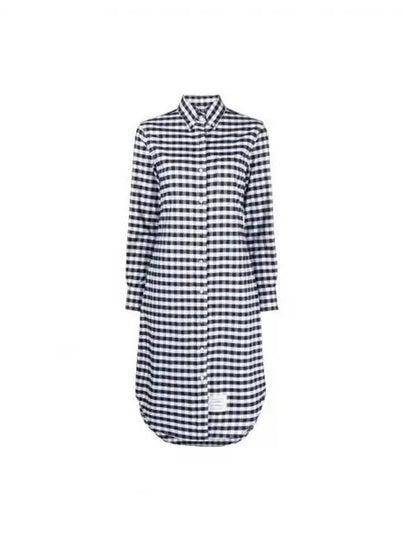 Gingham Oxford Check Shirt Midi Dress Navy - THOM BROWNE - BALAAN 2