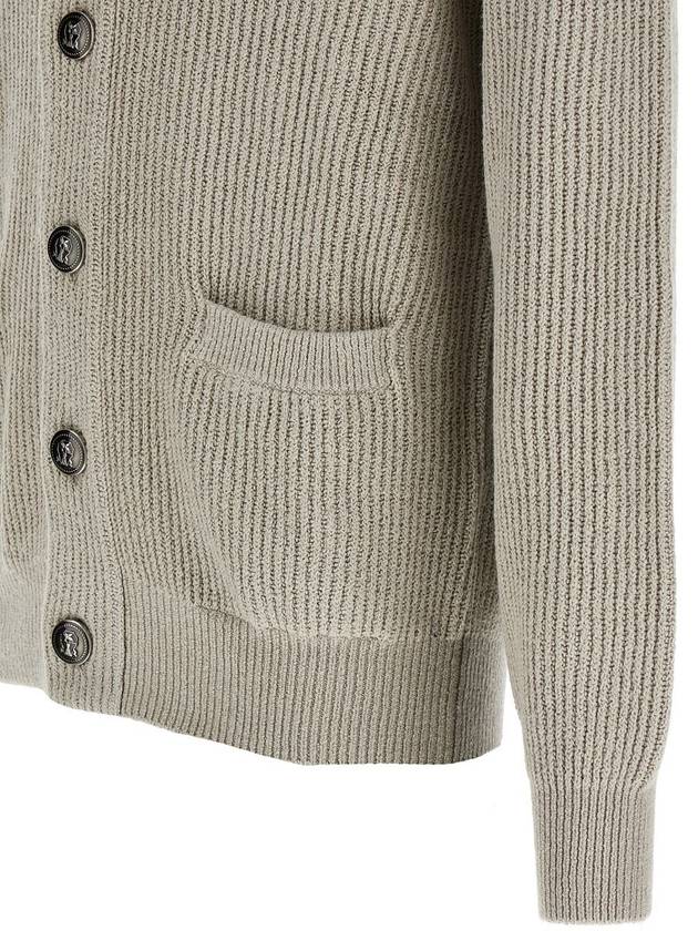 Shawl Collar Wool Cardigan Grey - BRUNELLO CUCINELLI - BALAAN 5