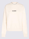 Front Logo Cotton Sweatshirt Beige - JIL SANDER - BALAAN 5