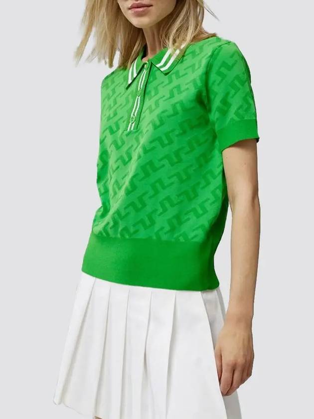 Aria collar short sleeve knit women’s golf wear green AWKW06933 - J.LINDEBERG - BALAAN 1