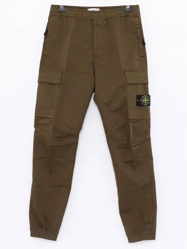 Stretch Cotton Wool Satin Cargo Straight Pants Army Green - STONE ISLAND - BALAAN 2