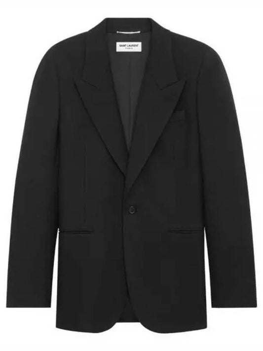 Wool Gabardine Jacket Black - SAINT LAURENT - BALAAN 2