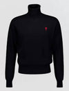 Men's Heart Logo Wool Turtleneck Black - AMI - BALAAN 4