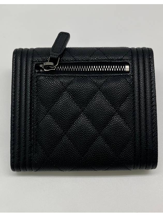 Boy  Small Flap Wallet Caviar Leather & Ruthenium Black - CHANEL - BALAAN 7