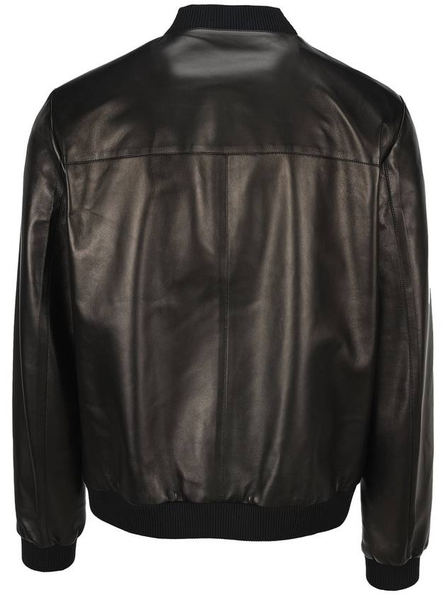 Reversible Nappa Leather Nylon Bomber Jacket Black - PRADA - BALAAN 4