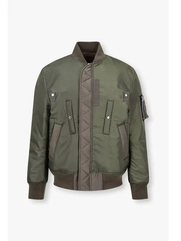 Men s tone on color combination zip up blouson green - SACAI - BALAAN 1