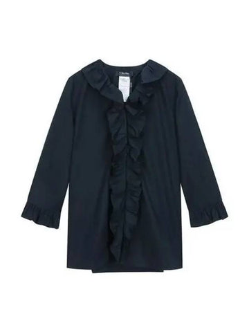 ZANORA ruffle blouse navy - MAX MARA - BALAAN 1