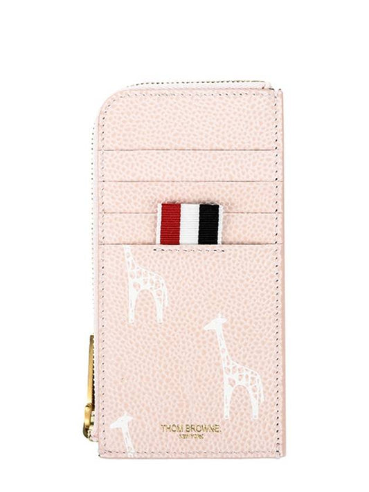 Three Stripe Tab Zipper Card Wallet Pink - THOM BROWNE - BALAAN 2