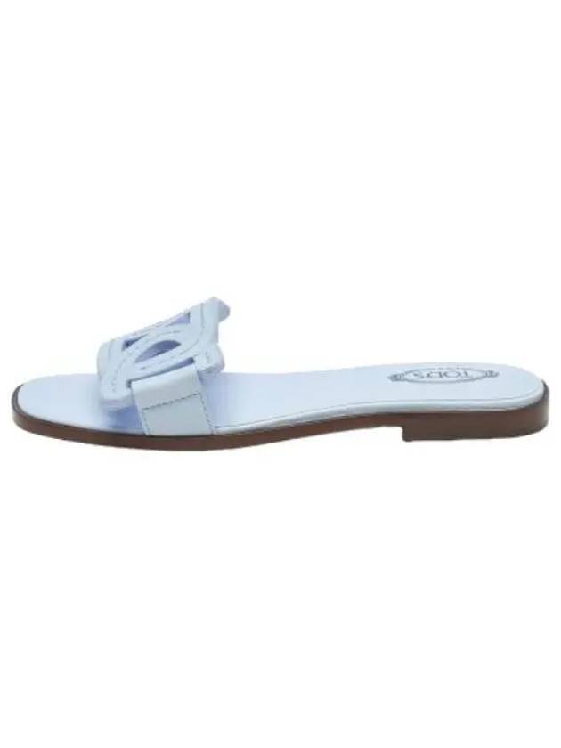 Logo Leather Sandals Light Blue - TOD'S - BALAAN 1