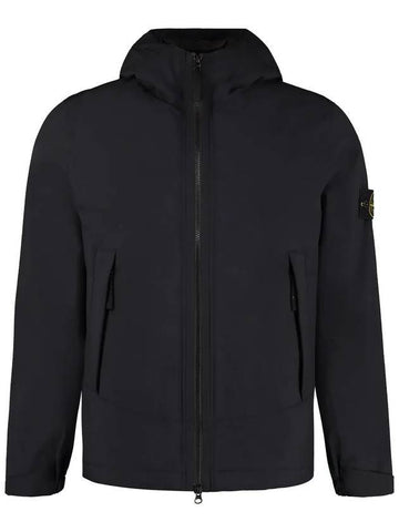 Primaloft Insulation Soft Shell-R Hooded Jacket Navy - STONE ISLAND - BALAAN 1