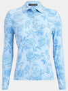 Peony Sketch Silky Tech Nylon Long Sleeve Polo Blue - G/FORE - BALAAN 2