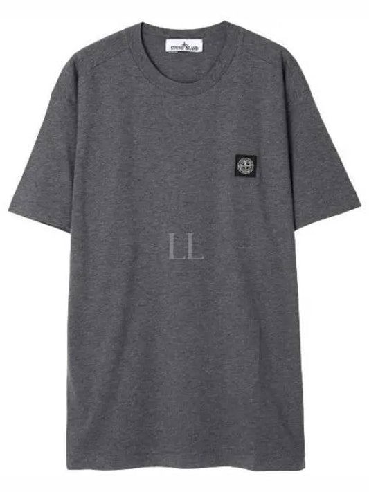 Slimfit Cotton Jersey Short Sleeve T-shirt Dark Grey - STONE ISLAND - BALAAN 2