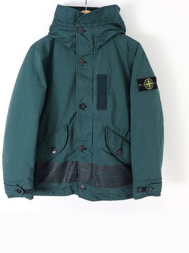 Men's David Wappen Patch Down Hooded Jacket Blue - STONE ISLAND - BALAAN 1