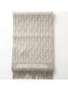 FF Jacquard Fleece Wool Cashmere Scarf Dove Grey - FENDI - BALAAN 4