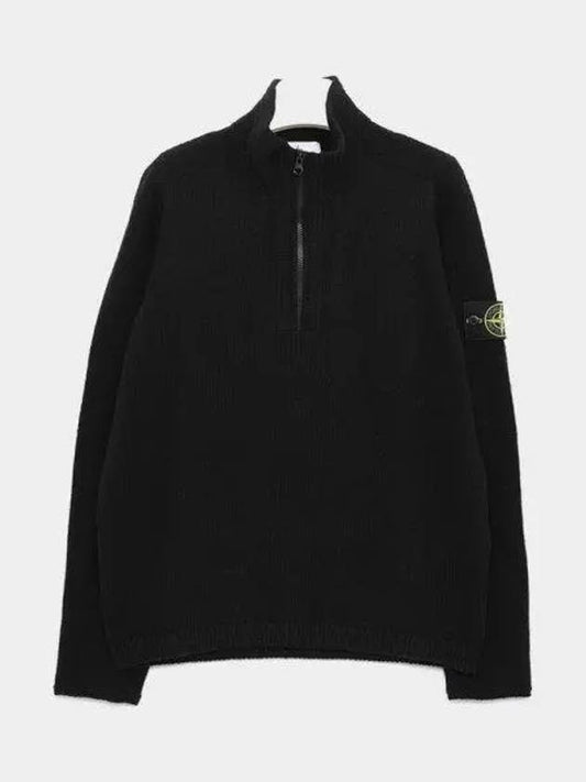 Wappen Patch Lambswool Half-Zip Knit Top Black - STONE ISLAND - BALAAN 2