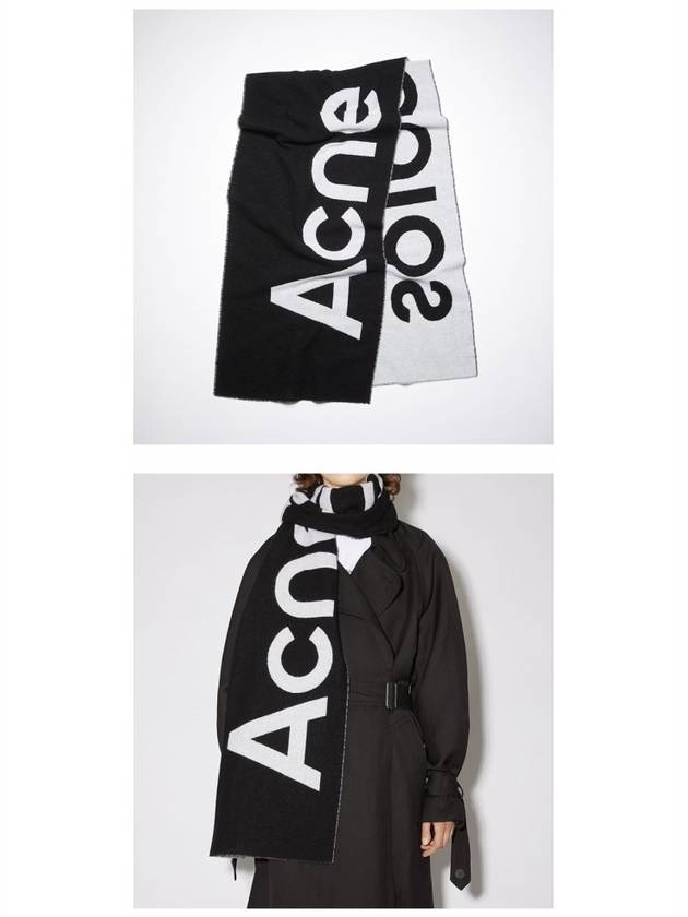 Jacquard Logo Two Tone Wool Muffler Black - ACNE STUDIOS - BALAAN 5