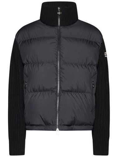 Padded Wool Cardigan Black - MONCLER - BALAAN 1