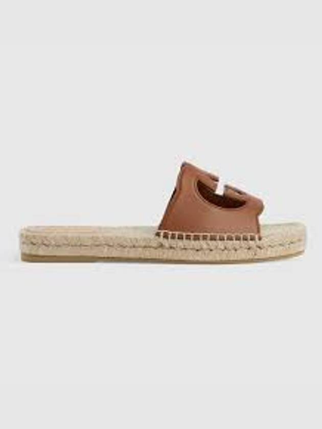 Interlocking G Cutout Slide Slippers Brown - GUCCI - BALAAN 3