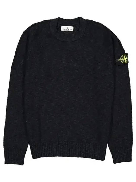 Men's Waffen Patch Crew Neck Knit Top Navy - STONE ISLAND - BALAAN 1