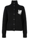 Fox Head Intarsia High Neck Cardigan Black - MAISON KITSUNE - BALAAN 2