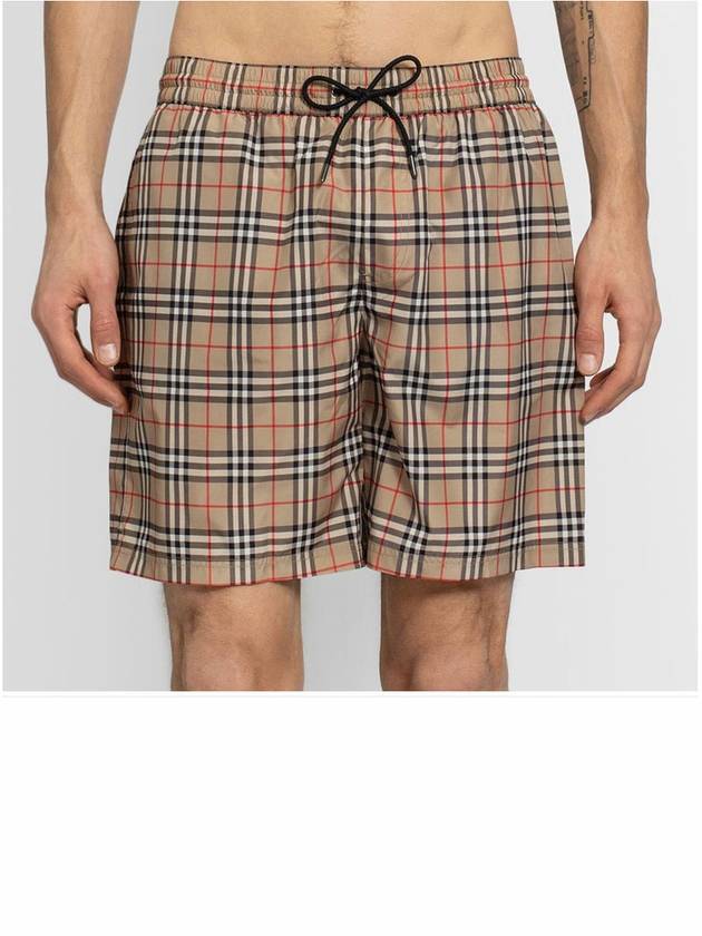 Men's Small Scale Check Drawstring Swim Shorts Beige - BURBERRY - BALAAN 6