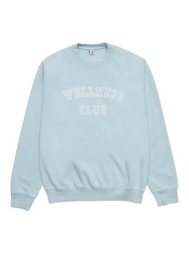 Wellness Club Flock Crew Neck Cotton Sweatshirt Baby Blue - SPORTY & RICH - BALAAN 2