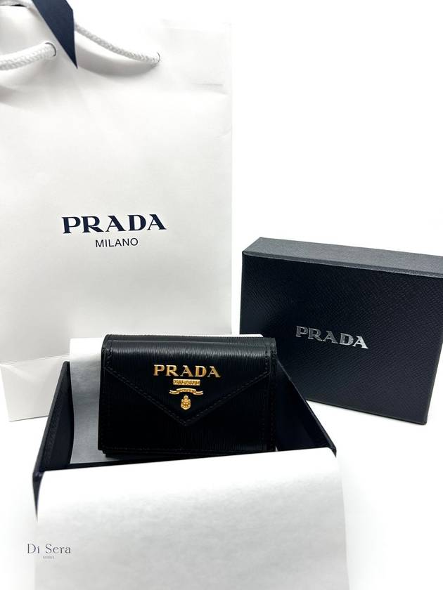 Vitello Move Logo 3-fold Bifold Wallet Black - PRADA - BALAAN 2