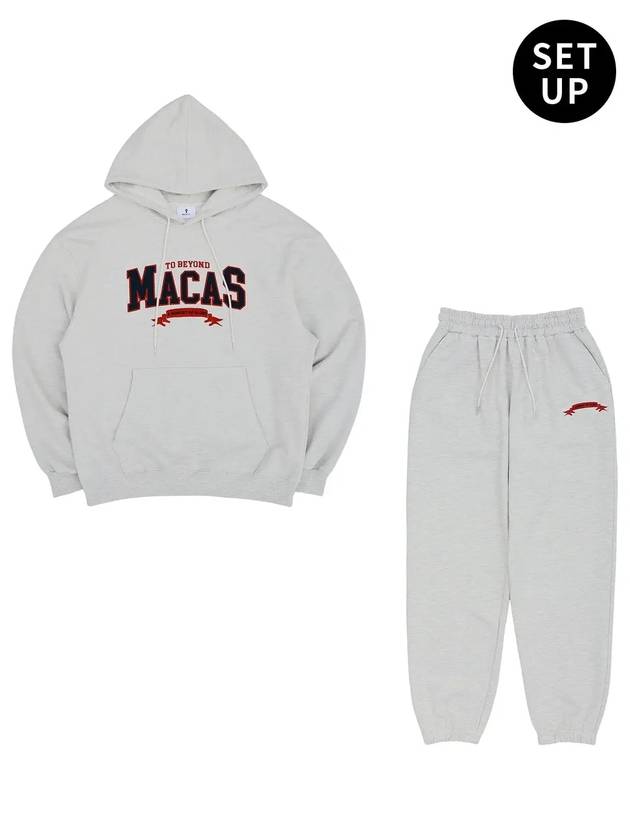 Logo Hoodie Jogger Pants Suits Oatmeal - MACASITE - BALAAN 1