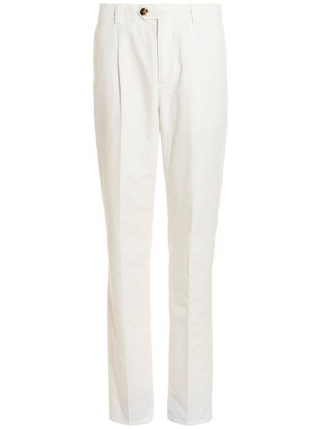 Slim Fit Straight Pants White - BRUNELLO CUCINELLI - BALAAN 1