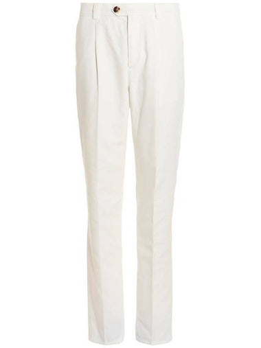 Slim Fit Straight Pants White - BRUNELLO CUCINELLI - BALAAN 1