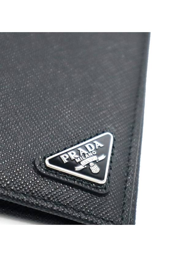 Prada 2MO004 Black Saffiano Enamel Triangle Logo Bicycle Wallet - PRADA - BALAAN 9