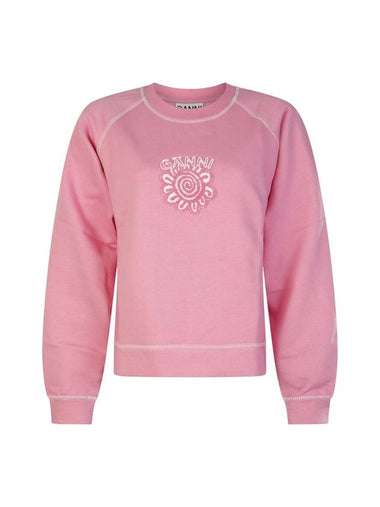 Isoli Cotton Sweatshirt Pink - GANNI - BALAAN 1