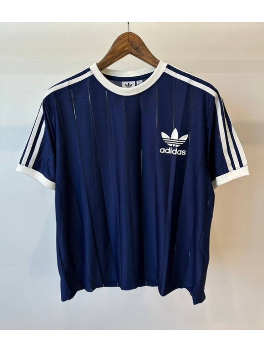 Logo Stripe Short Sleeve T-Shirt Dark Blue - ADIDAS - BALAAN 2