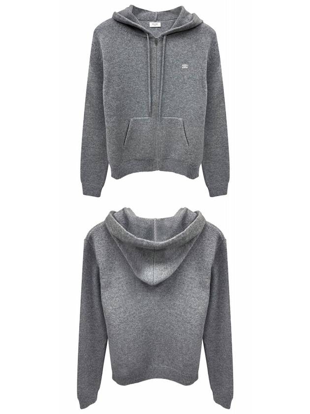 Triomphe Wool Zip-Up Hoodie Medium Grey - CELINE - BALAAN 6