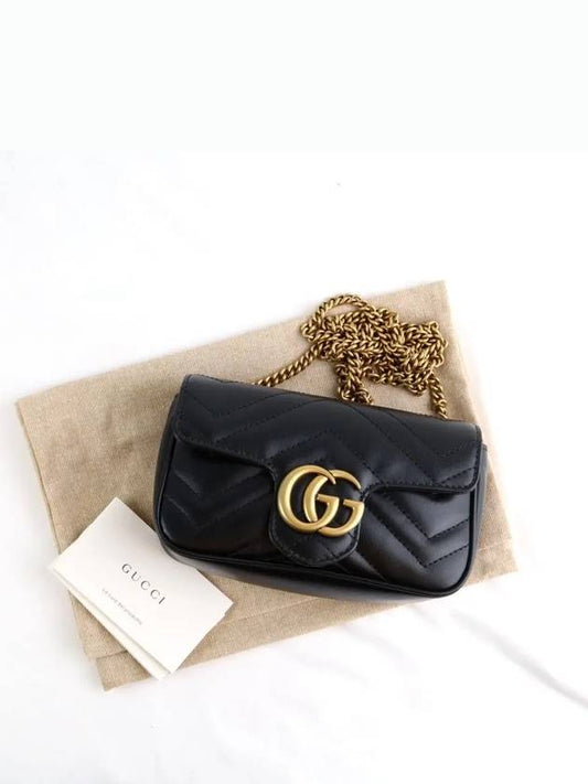 GG Marmont Matelasse Leather Super Mini Bag Black - GUCCI - BALAAN 2