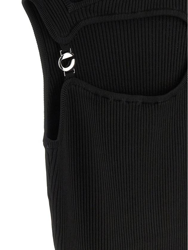 Mini Black Dress With Cut-Out And Logo Detail In Ribbed Viscose Woman - COPERNI - BALAAN 4